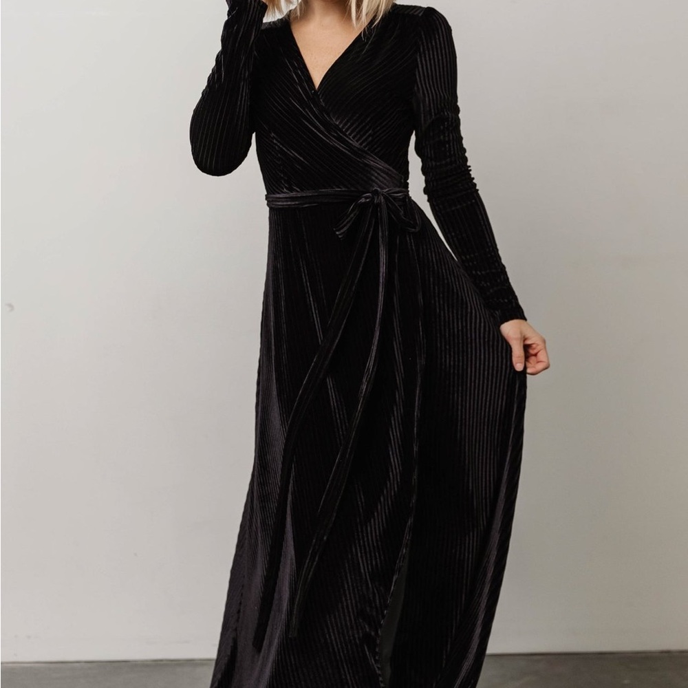 Baltic Born Jada Velvet Ribbed Wrap Dress
